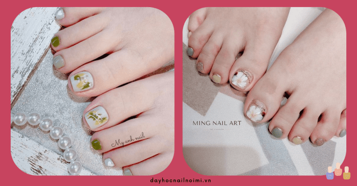 50+ mẫu sơn móng chân màu xanh rêu đẹp 43 Mẫu móng chân đẹp màu xanh rêu nhẹ nhàng