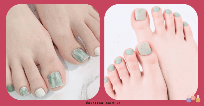 50+ mẫu sơn móng chân màu xanh rêu đẹp 51 Mẫu móng chân đẹp màu xanh rêu pastel