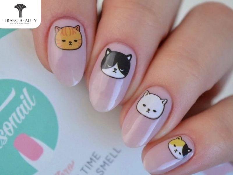 Nail động vật đáng yêu là mẫu nail đẹp cho móng dài