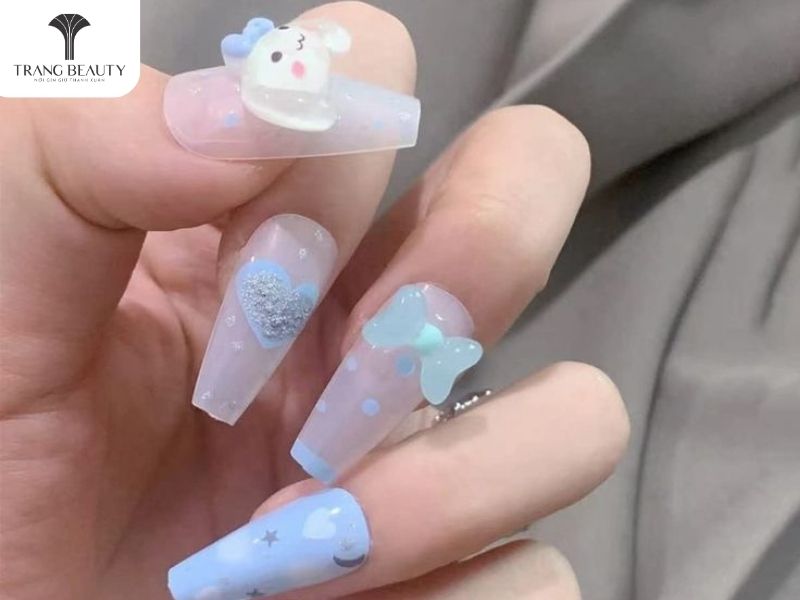 Nail động vật đáng yêu là mẫu nail đẹp cho móng dài