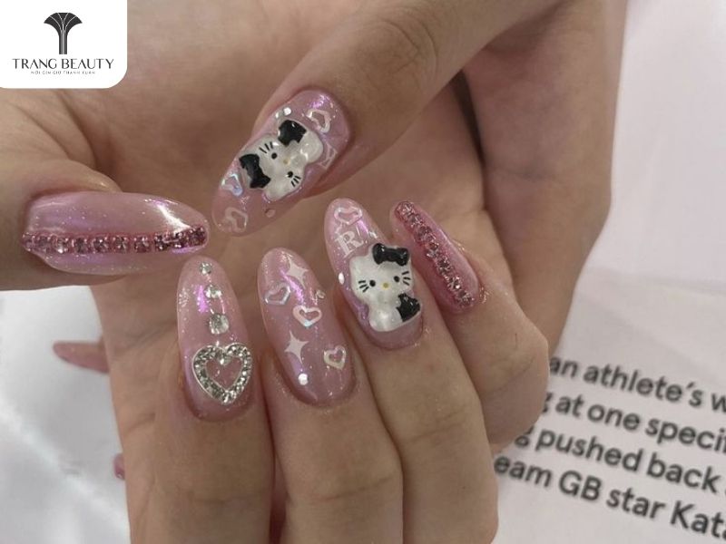 Nail động vật đáng yêu là mẫu nail đẹp cho móng dài