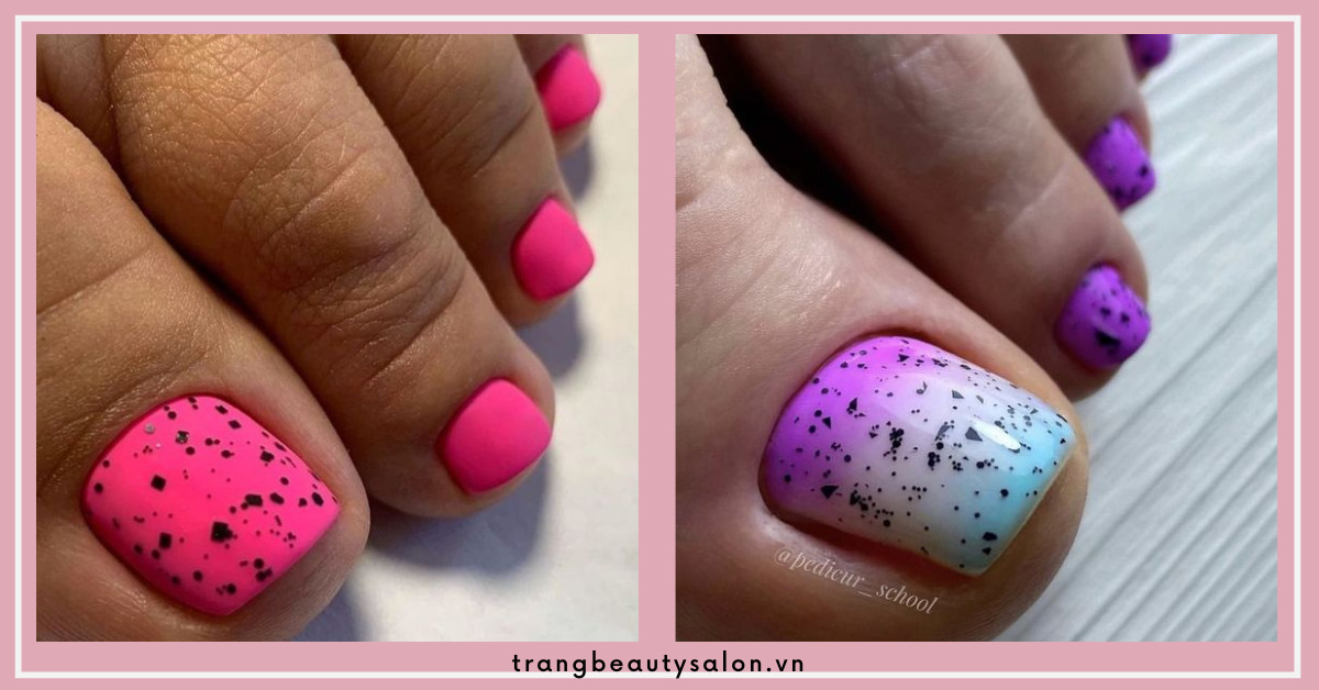 Móng chân đẹp cho da ngăm màu neon sặc sỡ