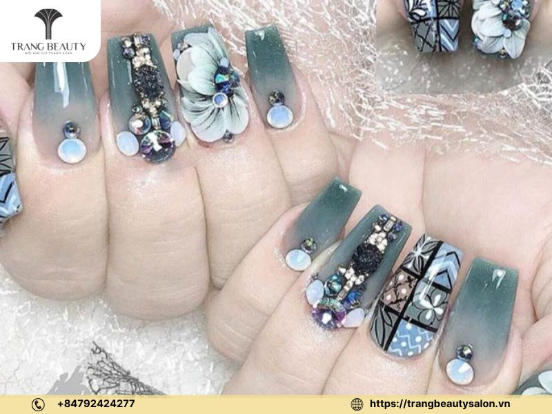 Cô dâu gây ấn tượng với bộ nail được thiết kế công phu và đẹp mắt