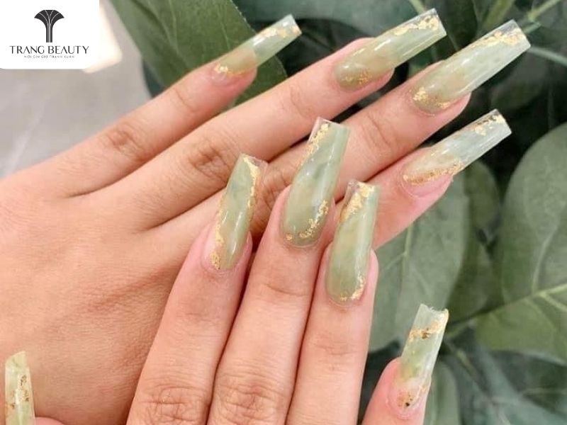 Những mẫu nail đẹp màu xanh lam cho móng dài 