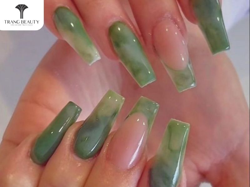Những mẫu nail đẹp màu xanh lam cho móng dài 