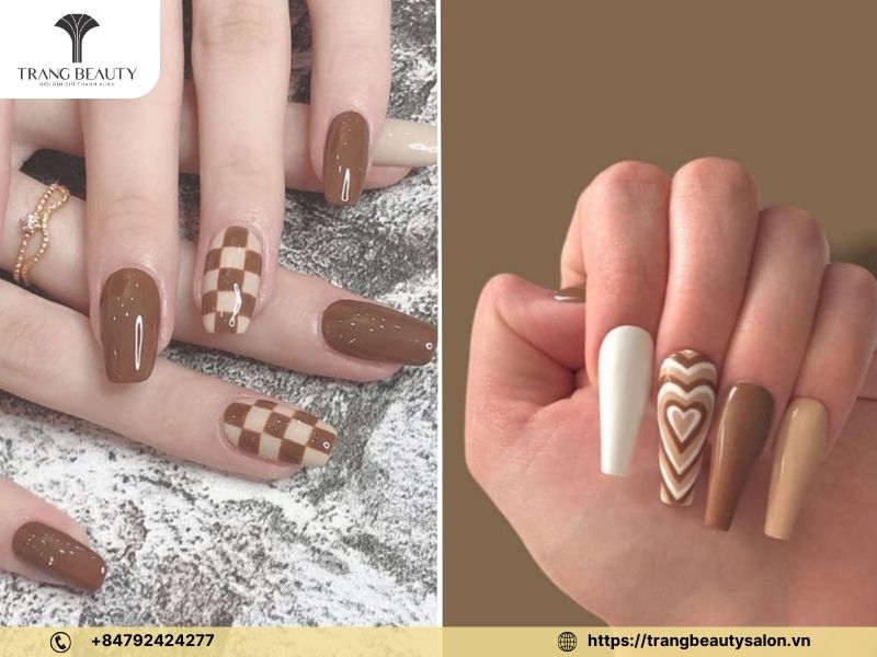 Móng sơn màu nâu thời thượng