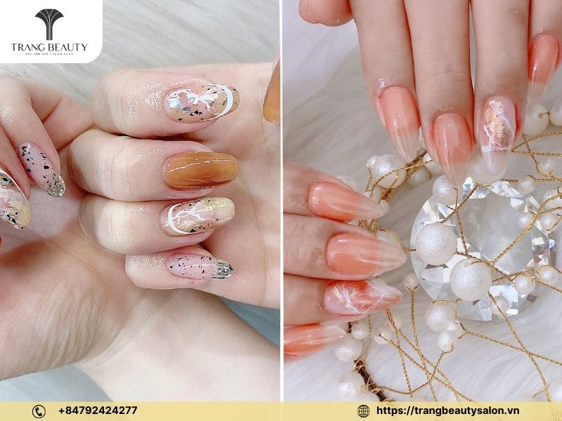 Sơn móng tay tone màu cam nhiệt đới