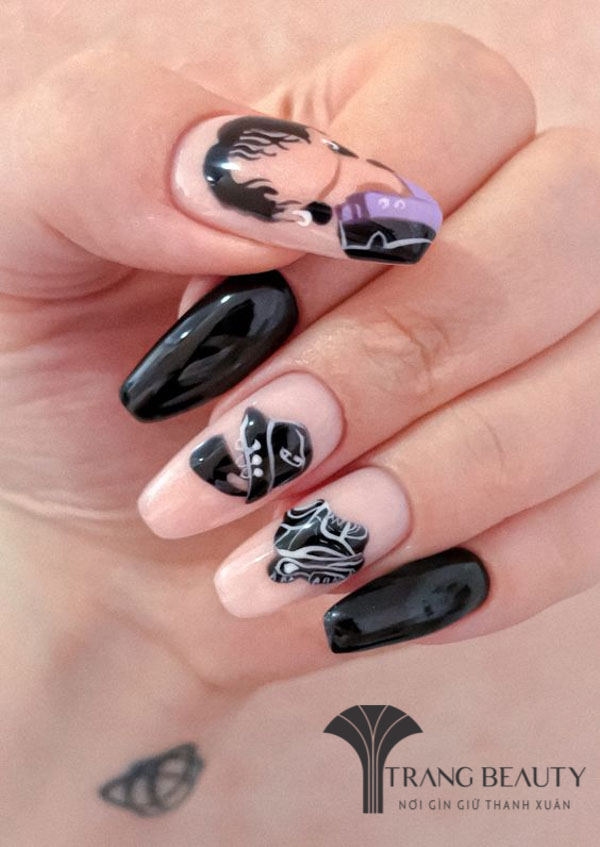 Tổng hợp 55+ mẫu nail BTS đơn giản sang chảnh 4 Nail BTS cảm hứng từ áo của TAE