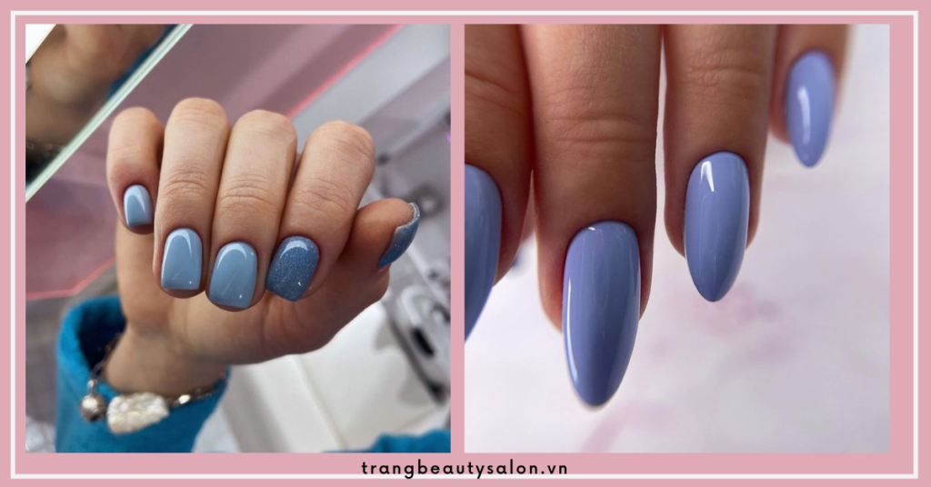 Nail xanh dương nhạt làm sáng ra tay, mang đến vẻ đẹp tươi tắn, nhã nhặn
