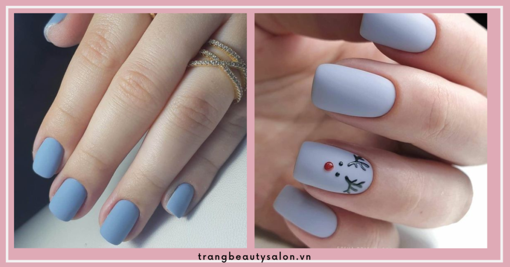 Nail màu xanh dương nhạt nhám thanh lịch, sang trọng.