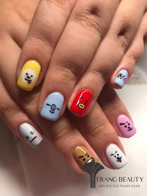 Tổng hợp 55+ mẫu nail BTS đơn giản sang chảnh 5 Nail sticker BT21 từ BTS