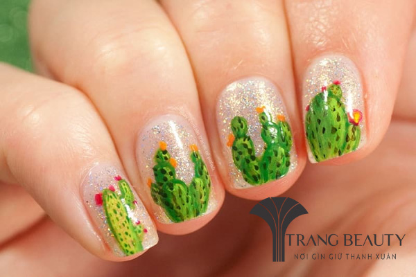 Tổng hợp 79+ mẫu nail xương rồng tràn đầy sức sống được chị em quan tâm 5 Nail xương rồng kim tuyến