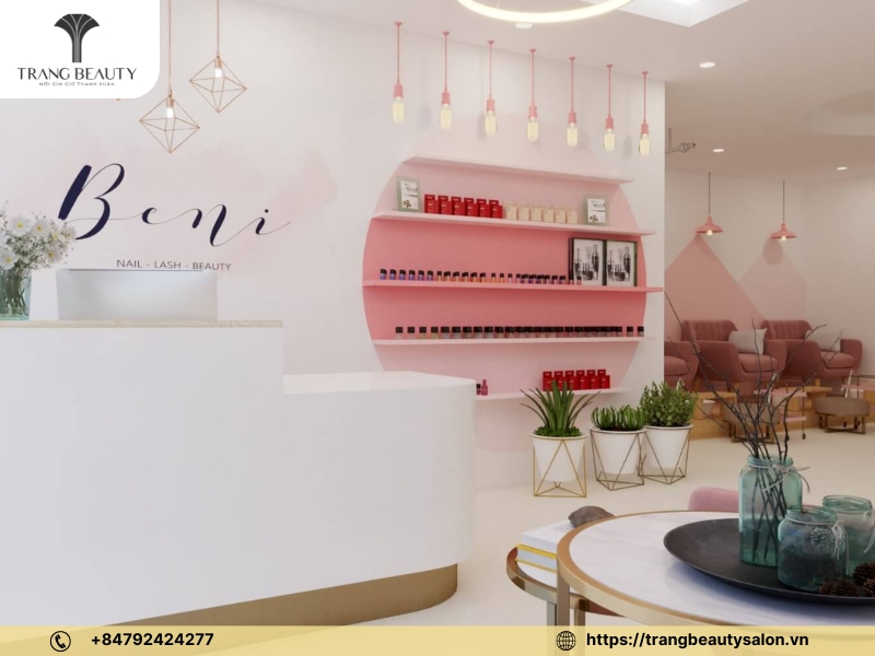 Trang trí tiệm nail như góc quán cà phê