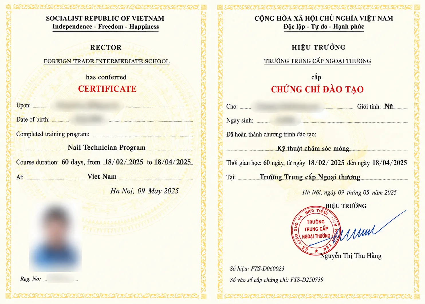 Chứng chỉ dào tạo song ngữ trang trọng 1